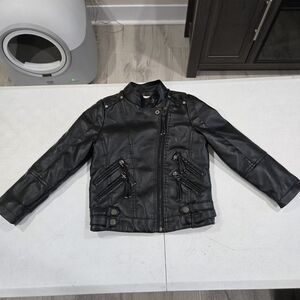 Kids Black Faux Leather Jacket